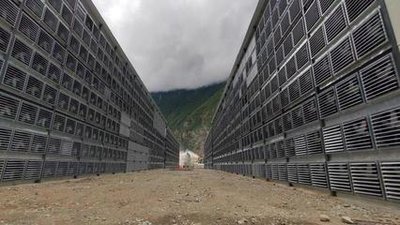 Mining farm setup demonstrating sustainable practices